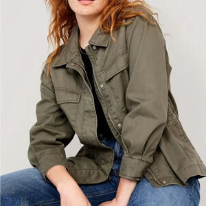OLD NAVY Cinched-Waist Utility Jacket WOMANS TWILL SIZE SMALL